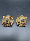 Whiting & Davis Vintage Amber Rhinestone Filigree Clip Earrings, Gold Tone