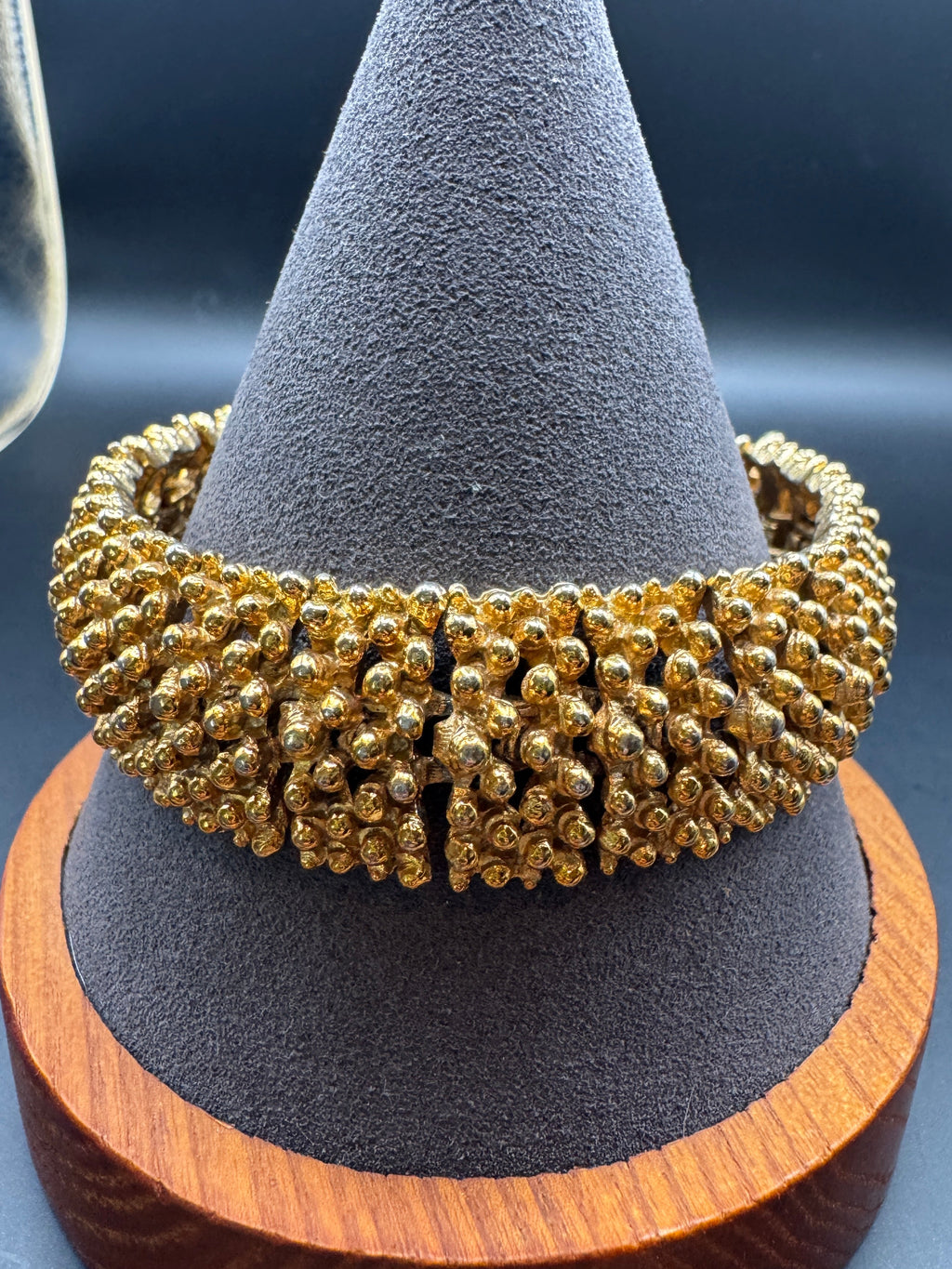 Vintage Sarah Coventry Gold Tone Textured Nugget Link Bracelet, Signed, 7.5"