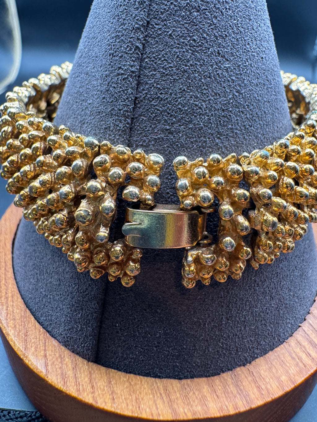 Vintage Sarah Coventry Gold Tone Textured Nugget Link Bracelet, Signed, 7.5"