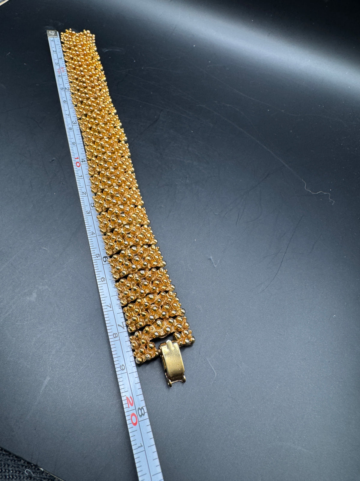 Vintage Sarah Coventry Gold Tone Textured Nugget Link Bracelet, Signed, 7.5"