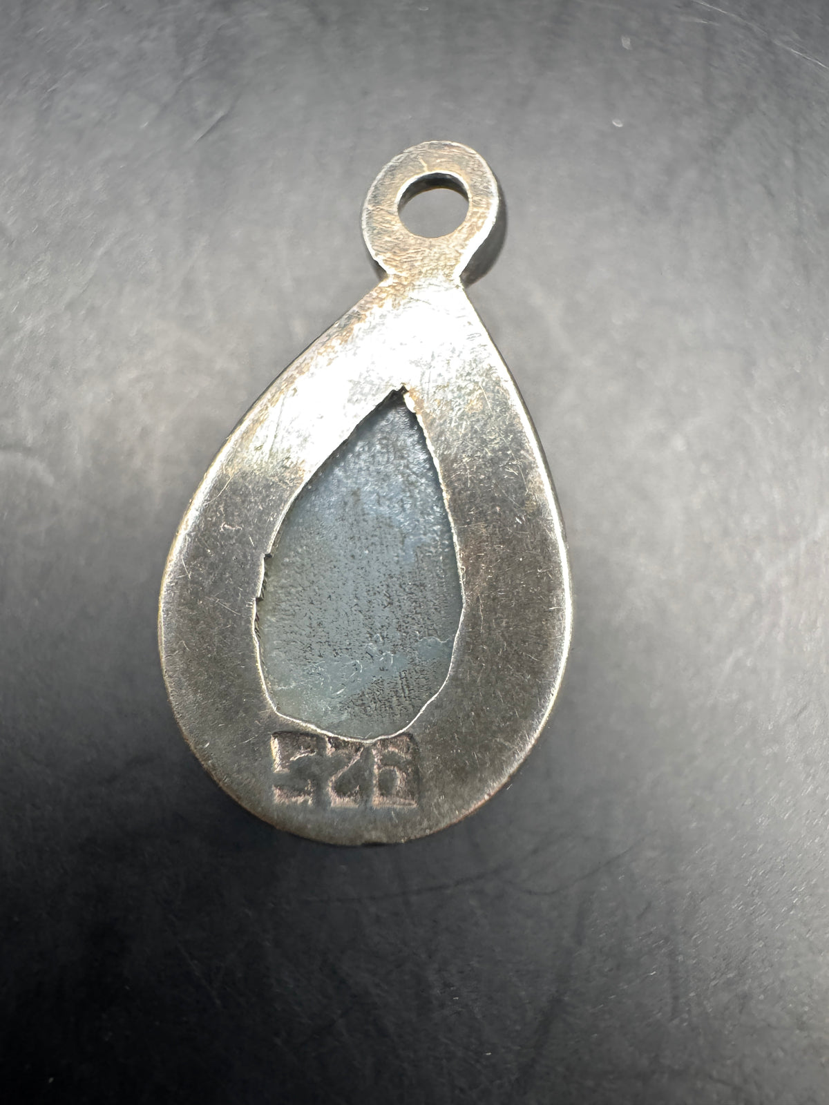 Vintage Sterling Silver Druzy Teardrop Pendant, Rainbow Titanium, 925