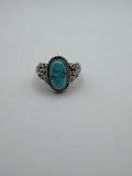 Jeanette Saunders Navajo Handmade Sterling Silver Kingman Turquoise Ring, Size 12.5