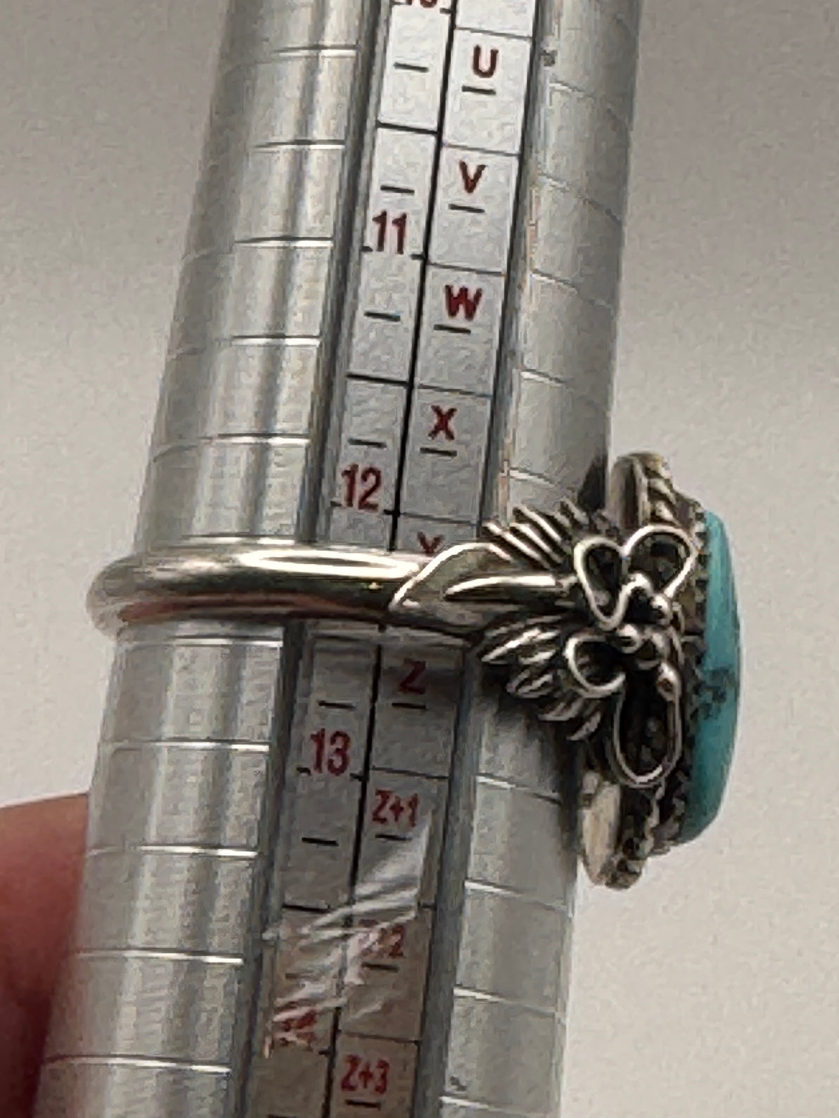 Jeanette Saunders Navajo Handmade Sterling Silver Kingman Turquoise Ring, Size 12.5
