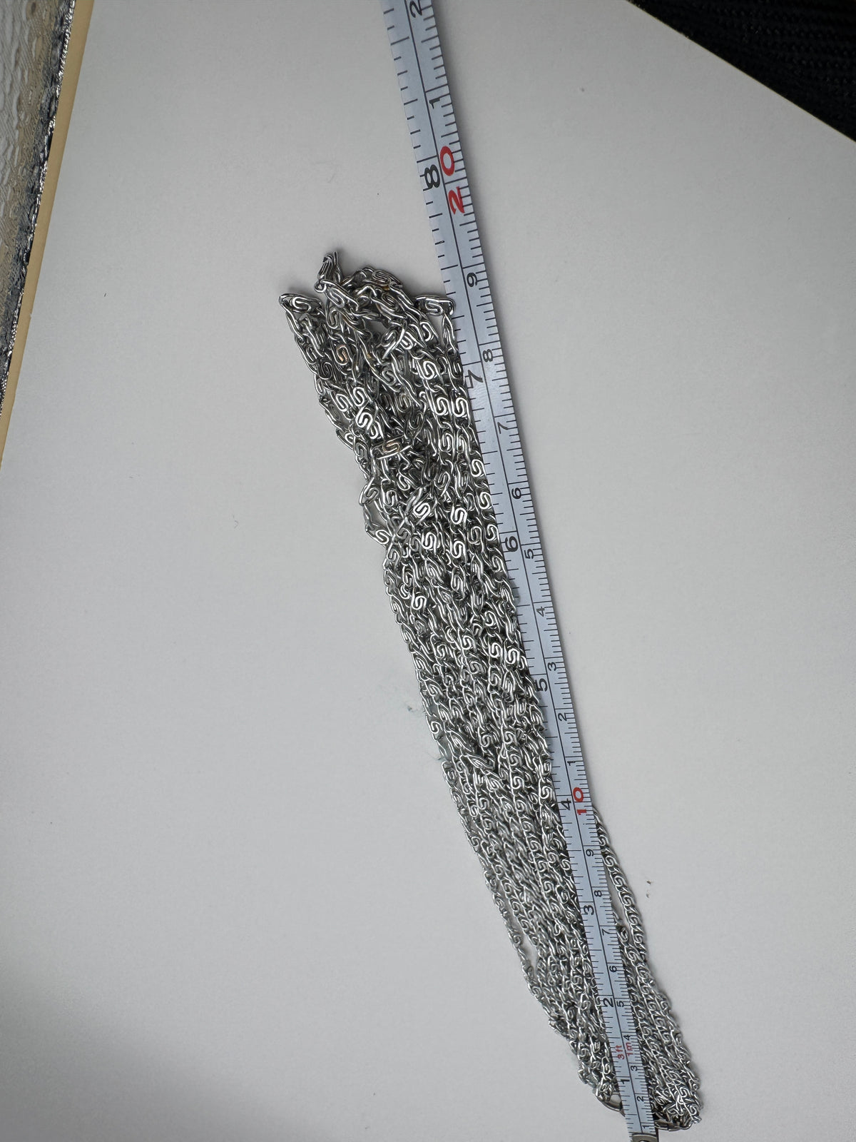 Vintage Sarah Coventry Silver Tone Multi Strand Scroll Link Chain Necklace Signed