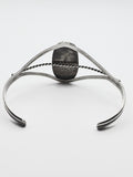 Vintage Sterling Silver Carved Black Stone Cuff Bracelet Signed M Twisted Wire Southwestern Style