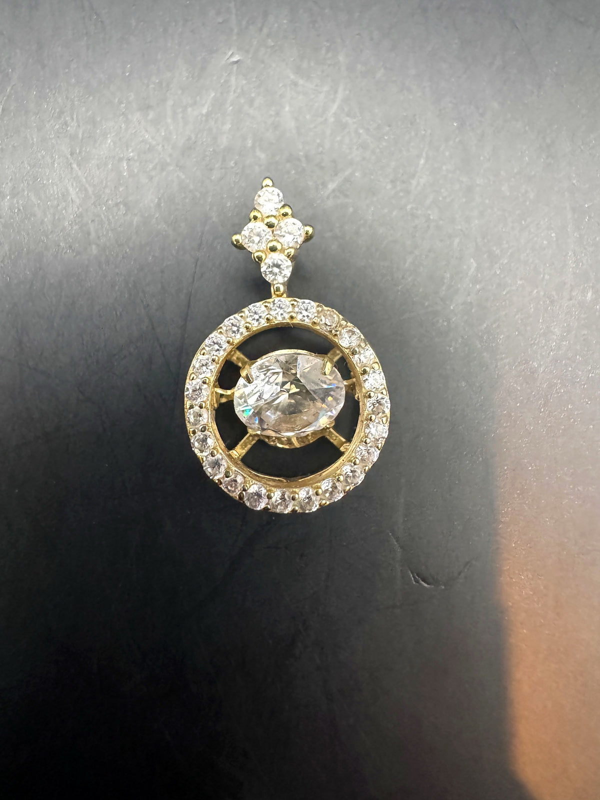 925 Sterling Silver Gold Tone CZ Crystal Pendant Necklace Charm China