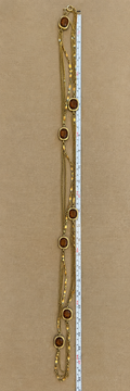 Vintage Sarah Coventry Long Multi Strand Station Necklace Amber Glass Stones Gold Tone 50"