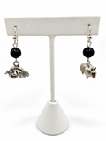 Silver Tone Lizard Gecko & Armadillo Mismatched Dangle Earrings Black Bead Southwestern