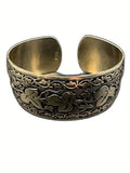 Hobé Signed Gold-Tone Repoussé Ivy Leaf & Vine Open Cuff Bracelet