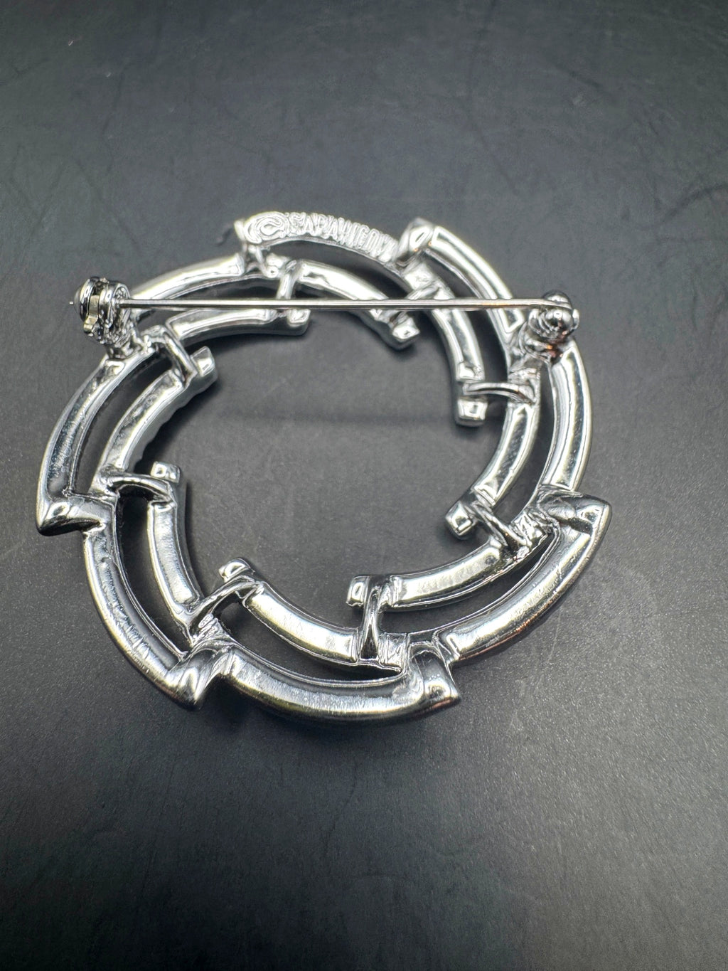 Vintage Sarah Coventry Sarah Cov Silver Tone Circular Brooch Pin Textured Openwork