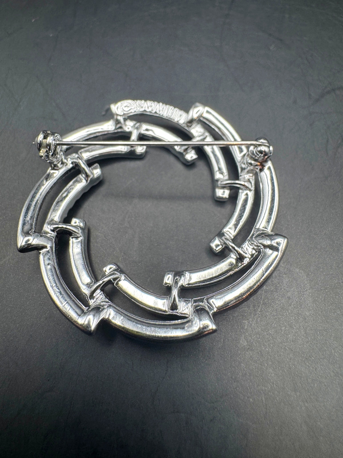 Vintage Sarah Coventry Sarah Cov Silver Tone Circular Brooch Pin Textured Openwork