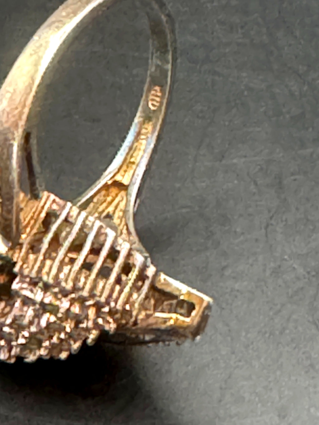 925 Sterling Silver Leaf Navette Cocktail Statement Ring Baguette Clear Stones Size 7