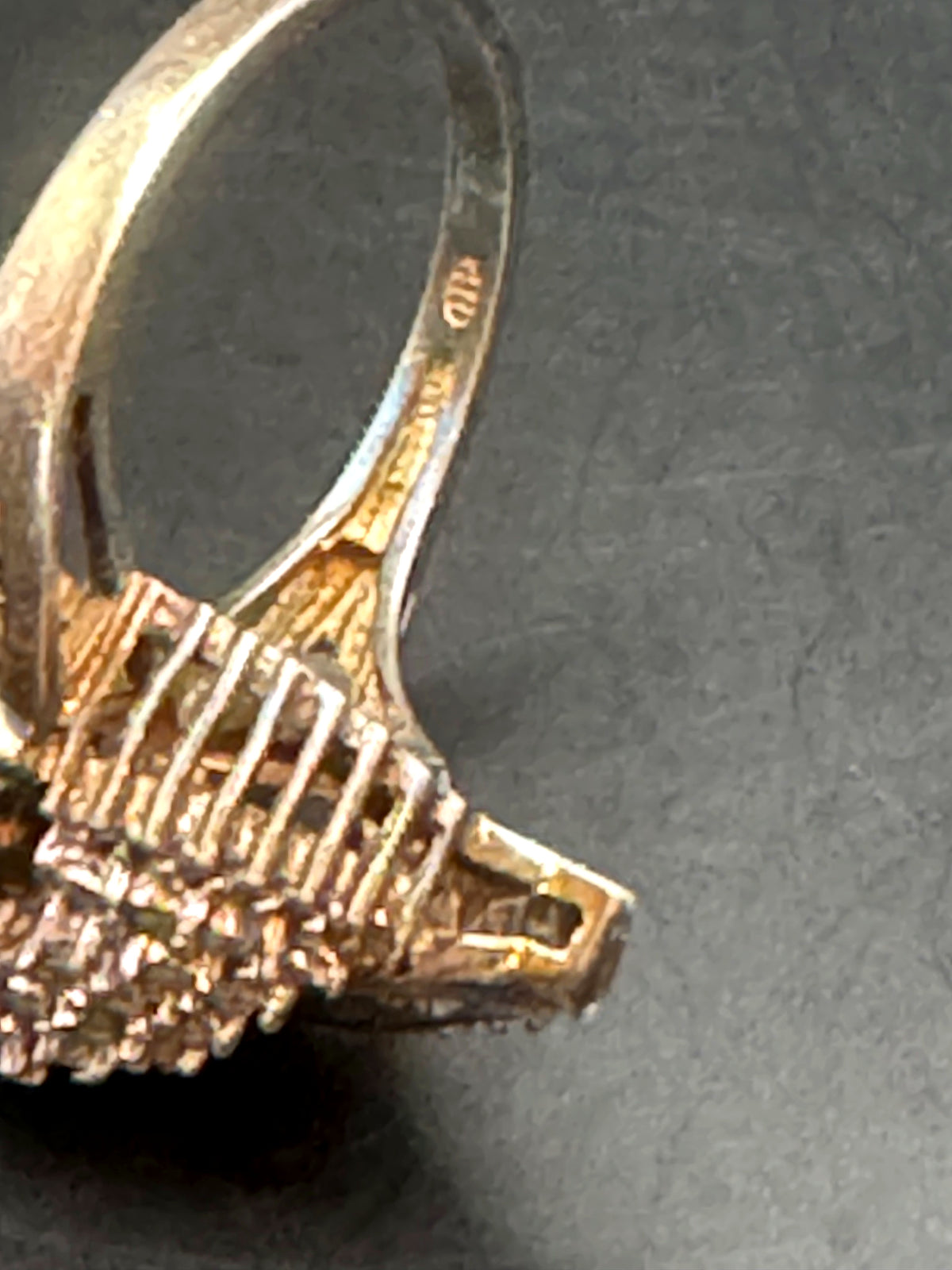 925 Sterling Silver Leaf Navette Cocktail Statement Ring Baguette Clear Stones Size 7