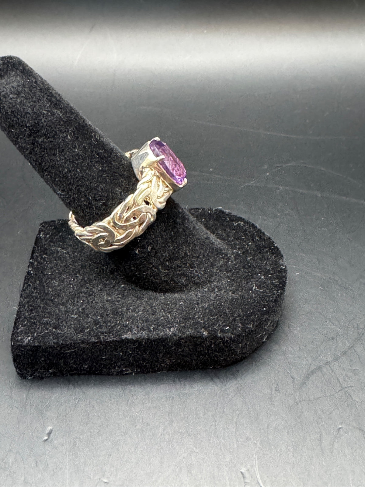 Gold-tone 925 statement ring, side view, size 7